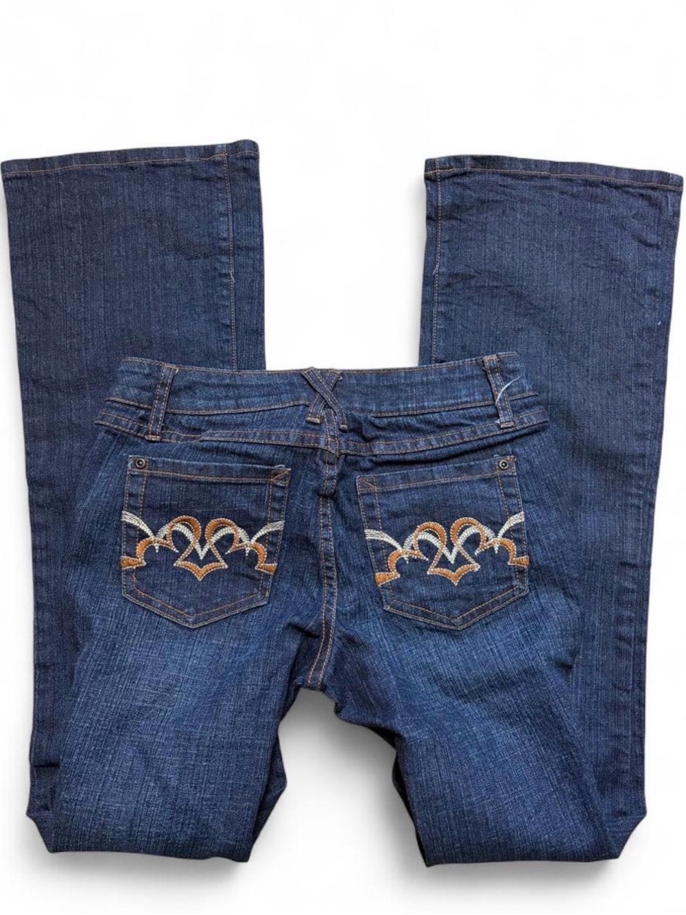 Bailey's Point y2k Embroidered Pocket low rise Flare Jeans Dark Wash Size 7